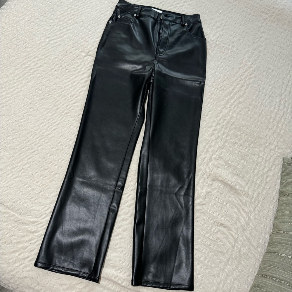 High-Waisted Black Leather Pants
